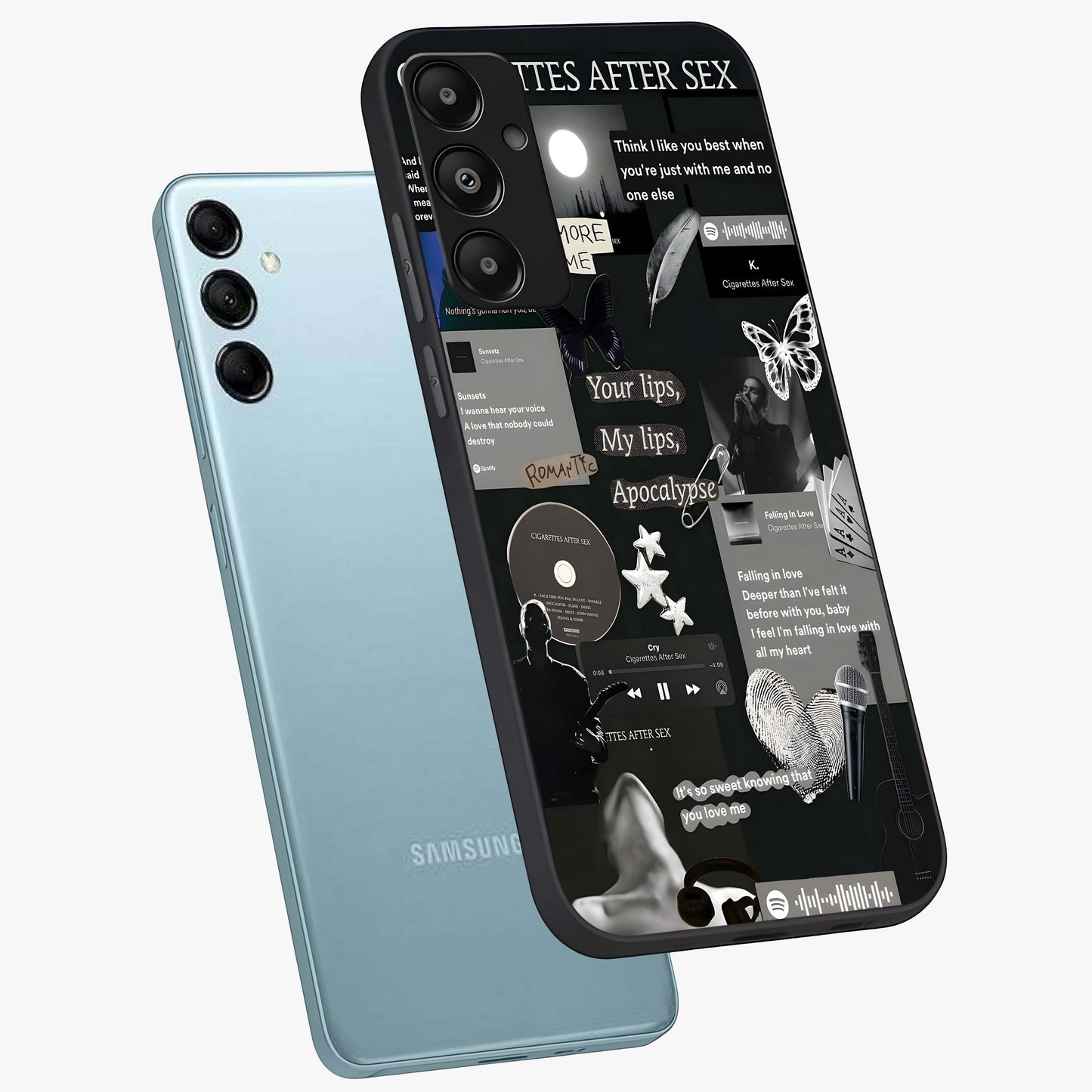 Midnight Love Echo Glass Case displayed in angled mockup highlighting elegant love inspired design with deep aesthetic style.