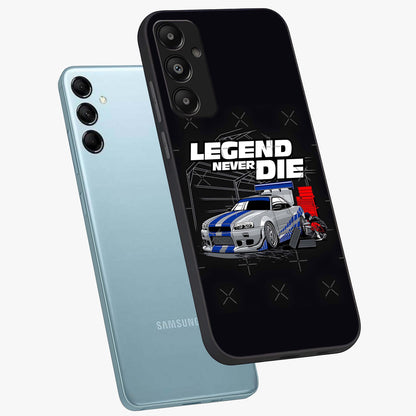 Midnight Racing Legacy Glass Case displayed in angled mockup highlighting dynamic automotive design with bold midnight aesthetic.