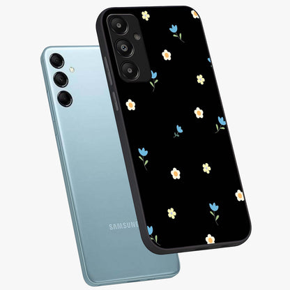 Minimal Petal Whispers Glass Case displayed in angled mockup highlighting delicate petal design with clean minimal aesthetic.