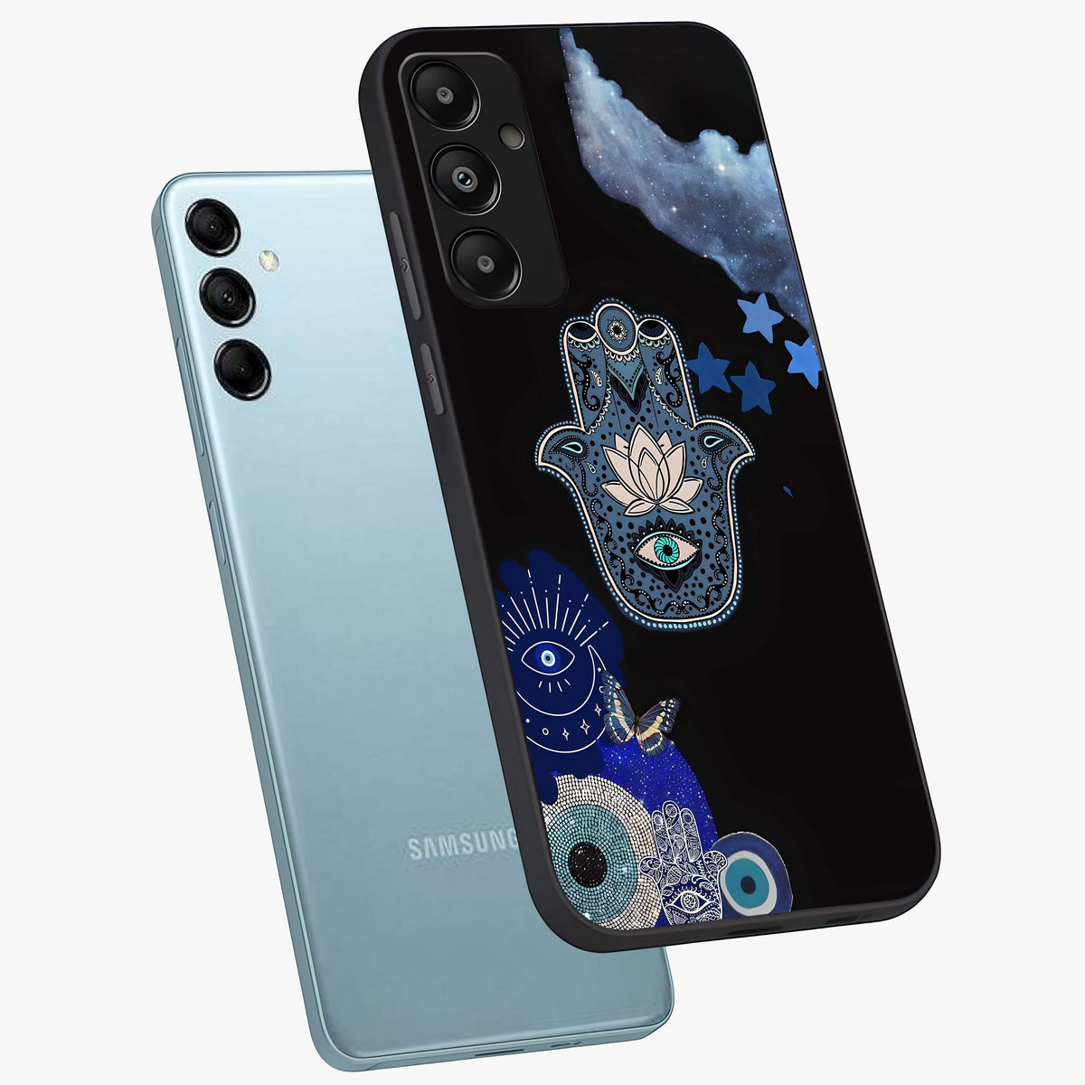 Mystic Hand Aura Glass Case displayed in angled mockup highlighting magical aura design with spiritual aesthetic style.