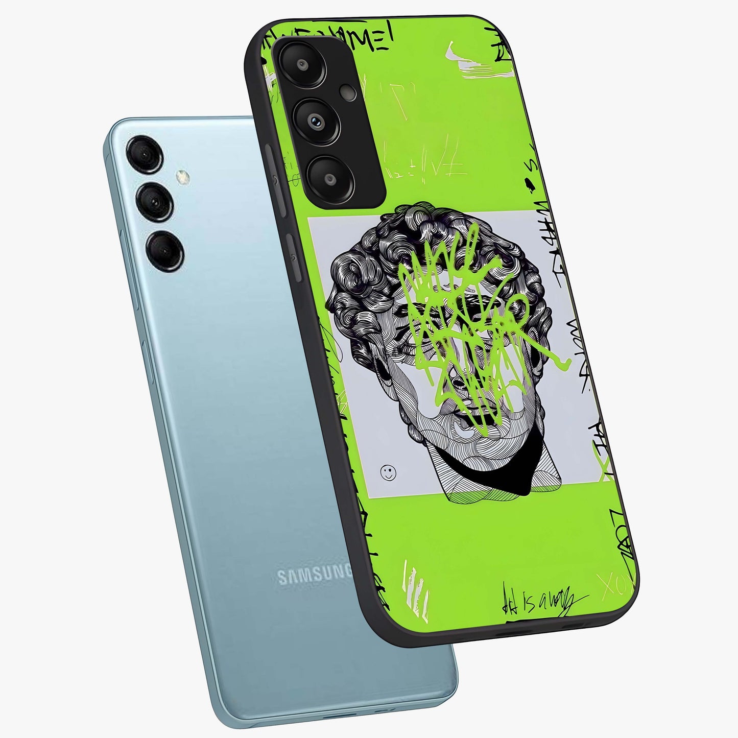Neo Graffiti Rebellion Glass Case displayed in angled mockup highlighting urban street art design with rebellious aesthetic.