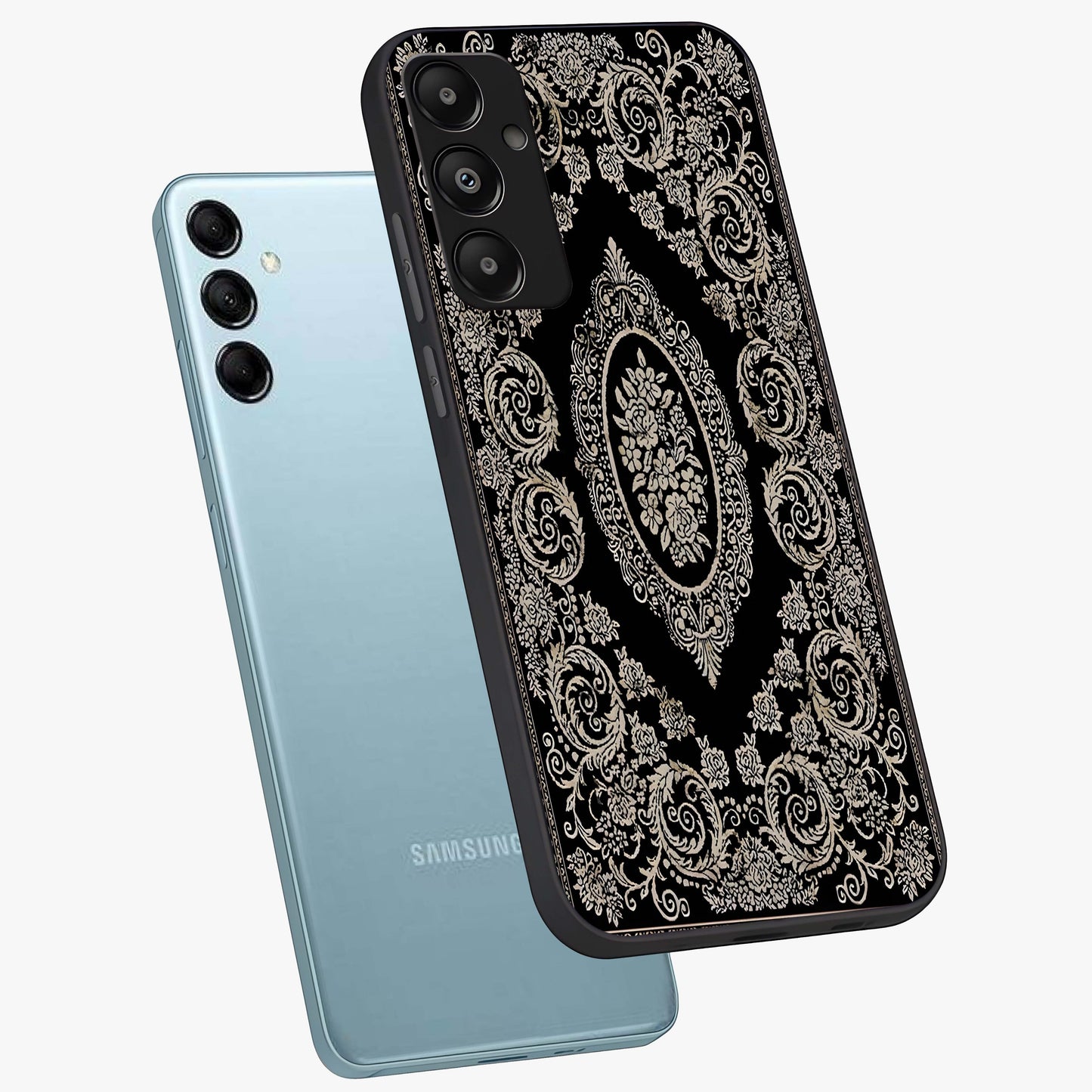 Noir Bloom Elegance Glass Case displayed in angled mockup highlighting refined flower design with stylish noir aesthetic.