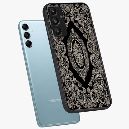 Noir Bloom Elegance Glass Case displayed in angled mockup highlighting refined flower design with stylish noir aesthetic.