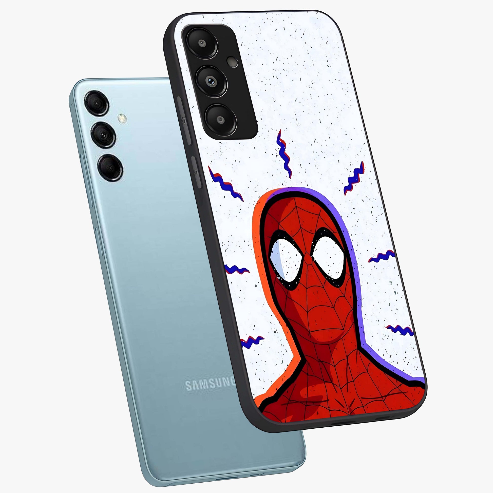 Omg Spiderman Glass Case displayed in angled mockup highlighting dynamic hero illustration with action comic aesthetic.
