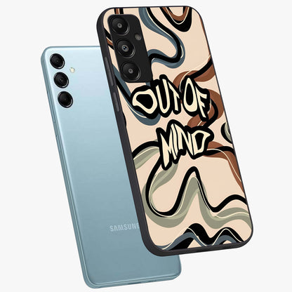 Out Of Mind Glass Case displayed in angled mockup highlighting bold statement design with modern artistic aesthetic.