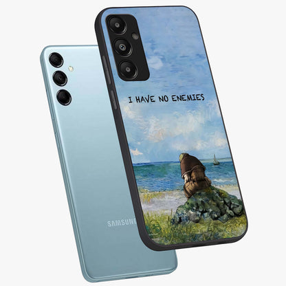 Peace Beyond War Glass Case displayed in angled mockup highlighting meaningful message design with artistic aesthetic style.