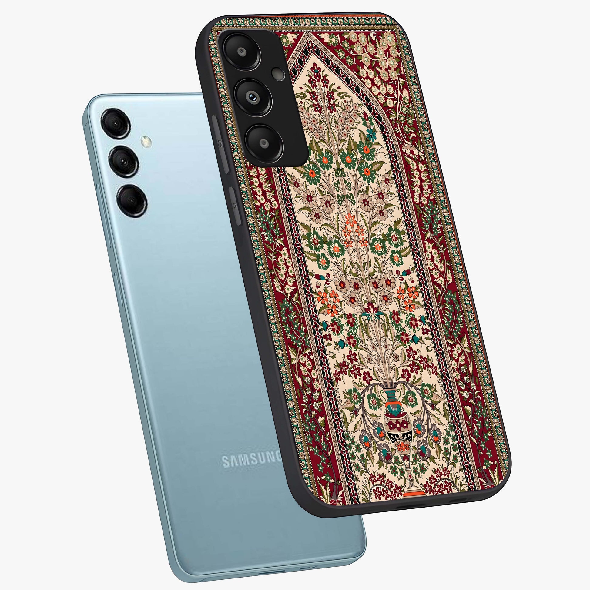 Persian Inspired Glass Case displayed in angled mockup highlighting intricate traditional design with elegant cultural aesthetic.