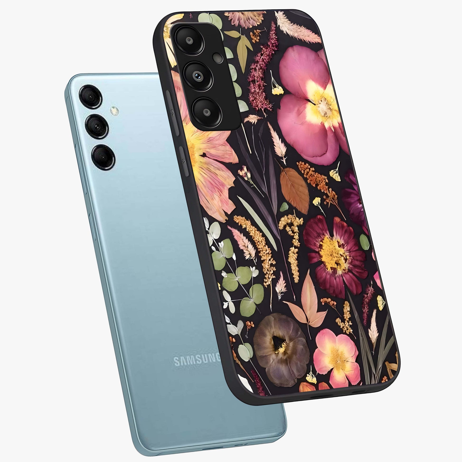 Petal Dream Tapestry Glass Case displayed in angled mockup highlighting decorative petal pattern with elegant botanical aesthetic.
