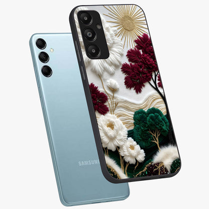 Radiant Bloom Elegance Glass Case displayed in angled mockup highlighting graceful floral design with radiant aesthetic style.