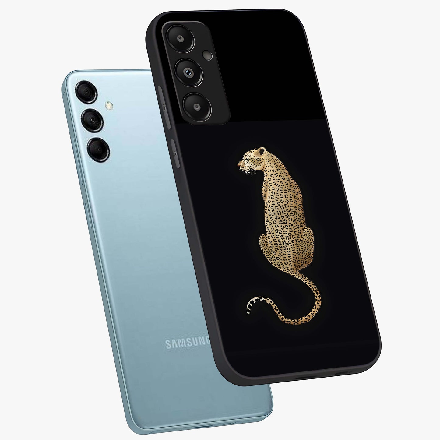 Regal Leopard Glass Case displayed in angled mockup highlighting powerful animal illustration with stylish wild aesthetic.