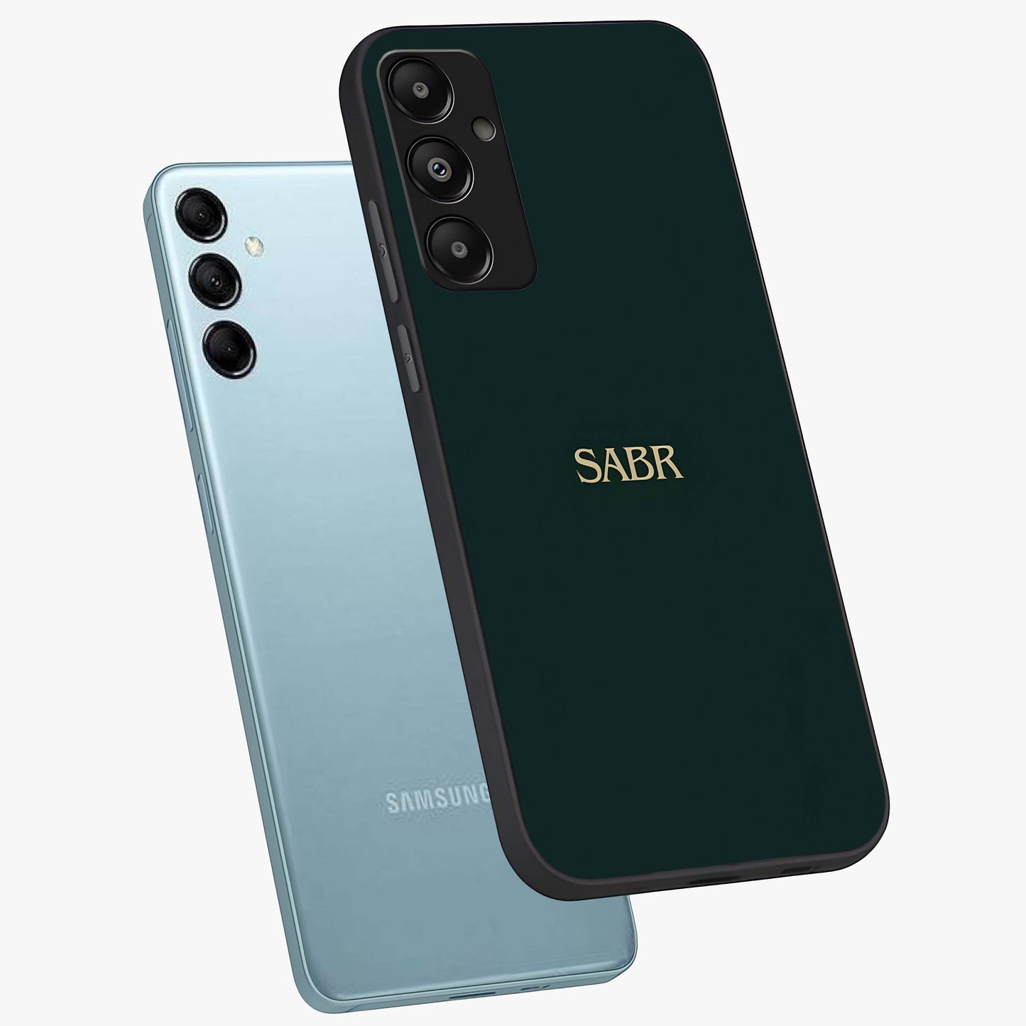 Sabr Minimal Patience Glass Case displayed in angled mockup highlighting simple inspirational design with clean aesthetic style.