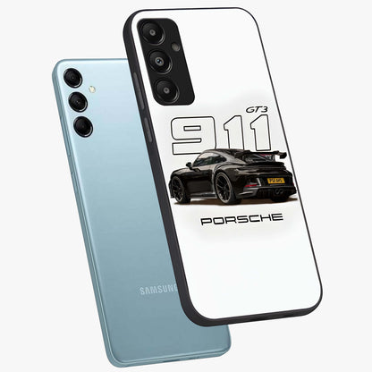 Turbo Legacy Icon Glass Case displayed in angled mockup highlighting dynamic automotive design with performance aesthetic.