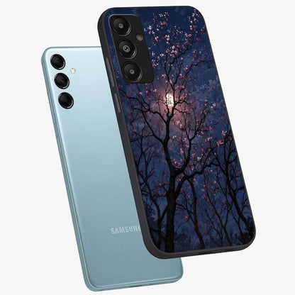 Twilight Sakura Serenade Glass Case displayed in angled mockup highlighting delicate sakura flower design with dreamy aesthetic.