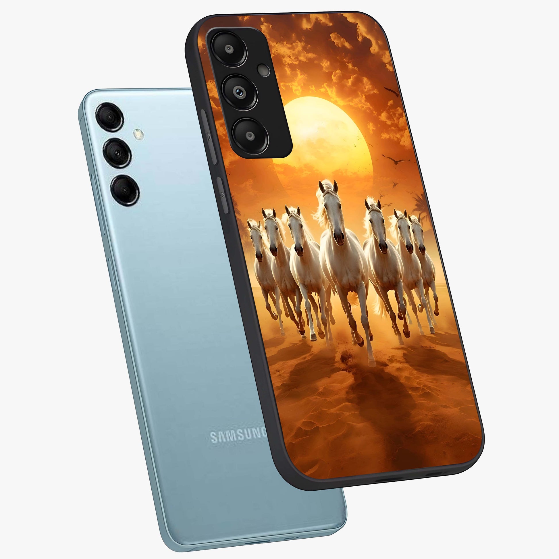 Wild Sunset Majesty Glass Case displayed in angled mockup highlighting vibrant sunset sky design with scenic aesthetic.
