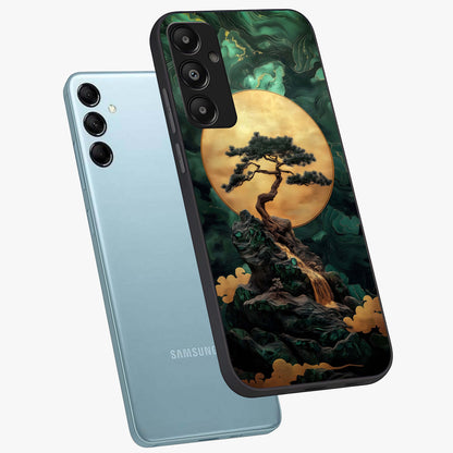 Zen Moon Rise Glass Case displayed in angled mockup highlighting peaceful lunar design with zen aesthetic style.