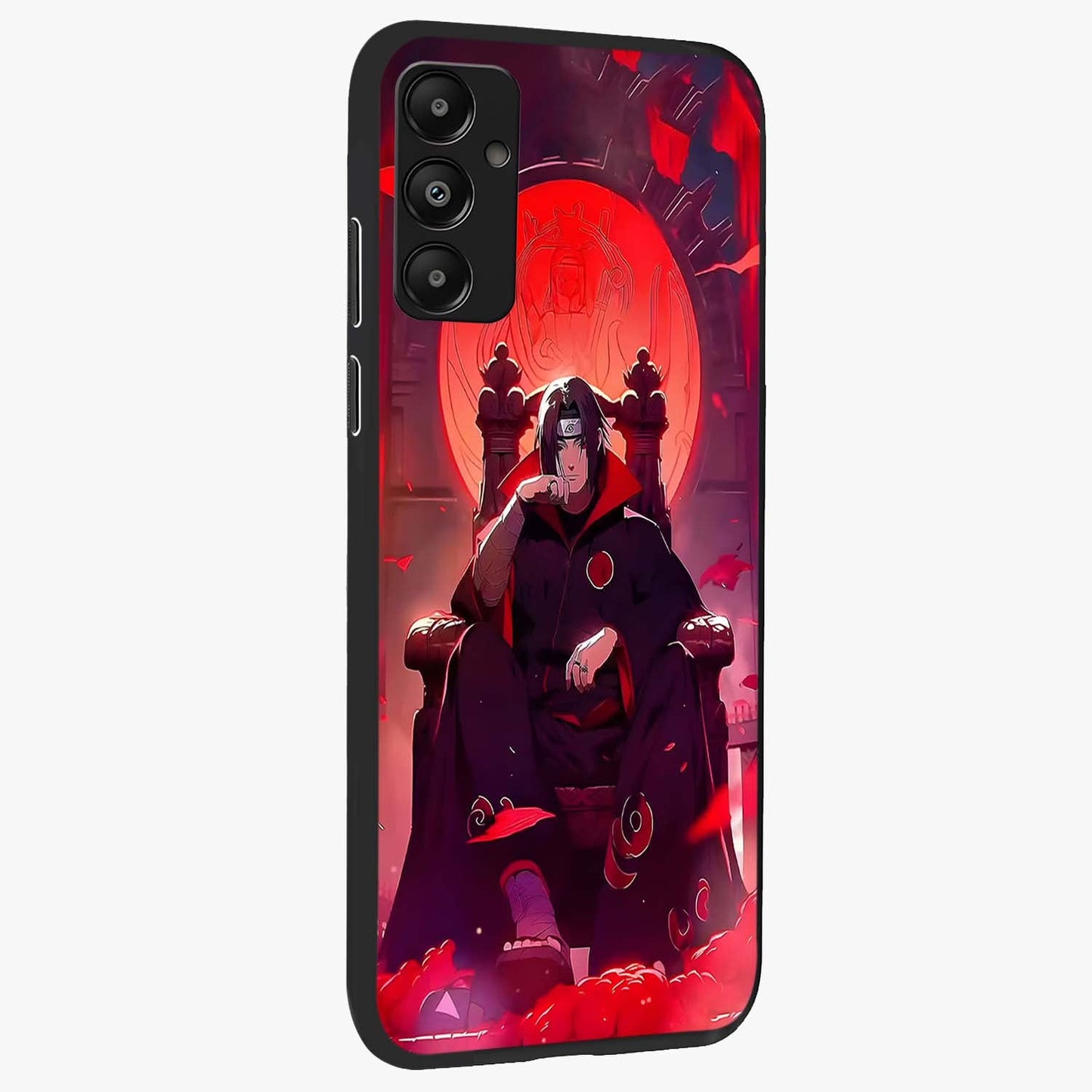 Blood Moon Sovereign Glass Case upright view showcasing powerful moon inspired artwork with cosmic aesthetic style.
