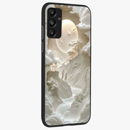 Celestial Origami Glass Case upright view showcasing creative origami artwork with modern celestial style.