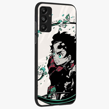 Demon Slayer Glass Case upright view showcasing powerful anime artwork with intense warrior theme.