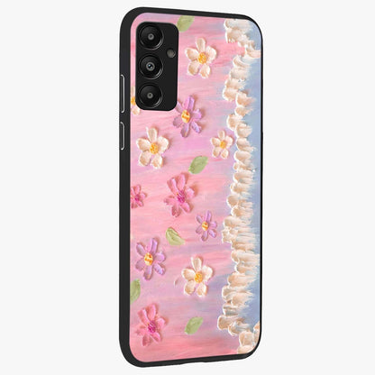 Dreamy Painted Garden Glass Case upright view showcasing vibrant floral garden artwork with artistic nature theme.