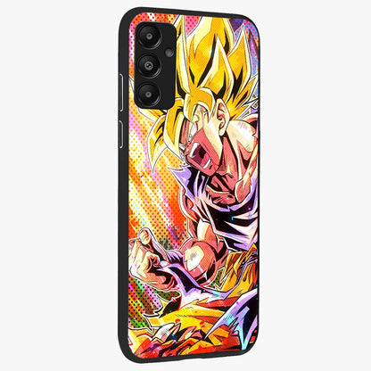 Firing Goku Glass Case upright view showcasing energetic anime artwork with bold warrior theme.