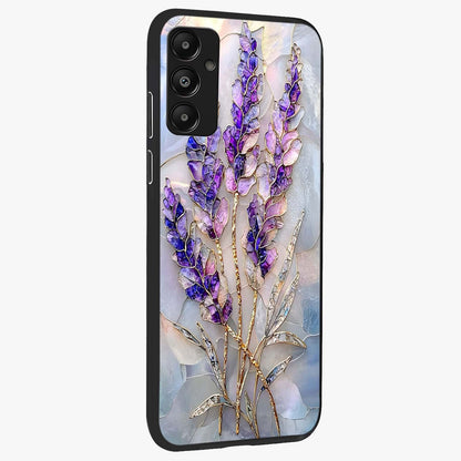 Lavender Dream Glow Glass Case upright view showcasing radiant lavender glow artwork with calming dreamy theme.