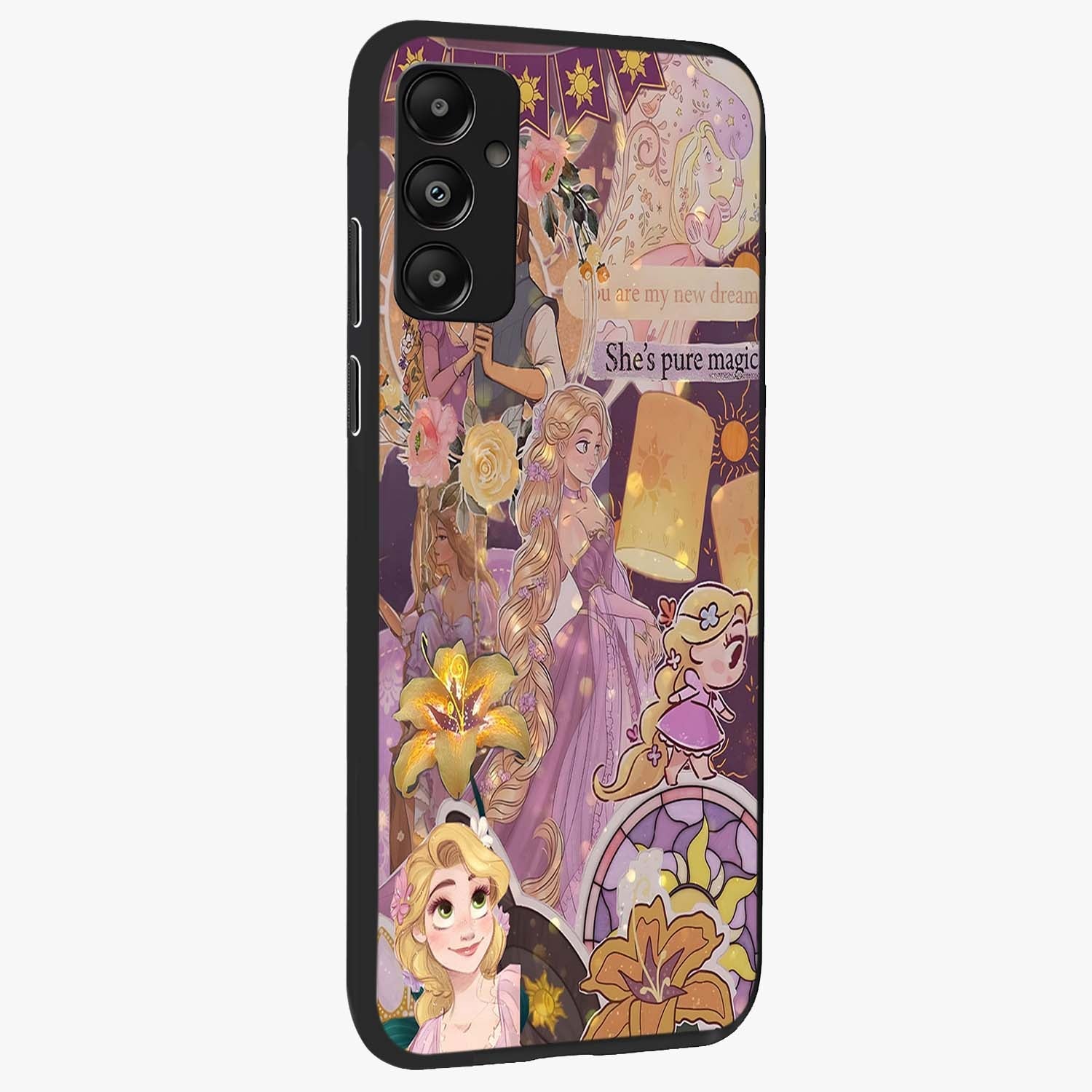 Magical Tangled Dream Glass Case upright view showcasing enchanting artistic artwork with dreamy fantasy theme.