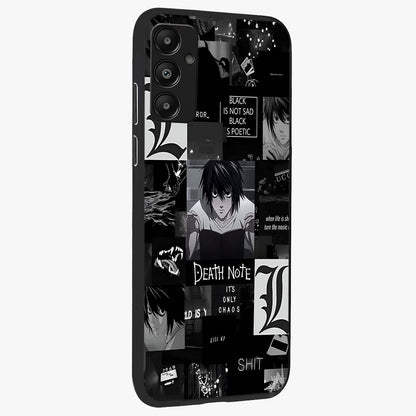 Midnight Chaos Mind Glass Case upright view showcasing expressive abstract artwork with bold dark theme.