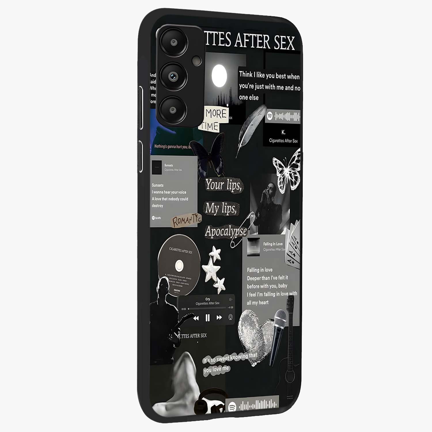 Midnight Love Echo Glass Case upright view showcasing expressive romantic artwork with dreamy midnight theme.