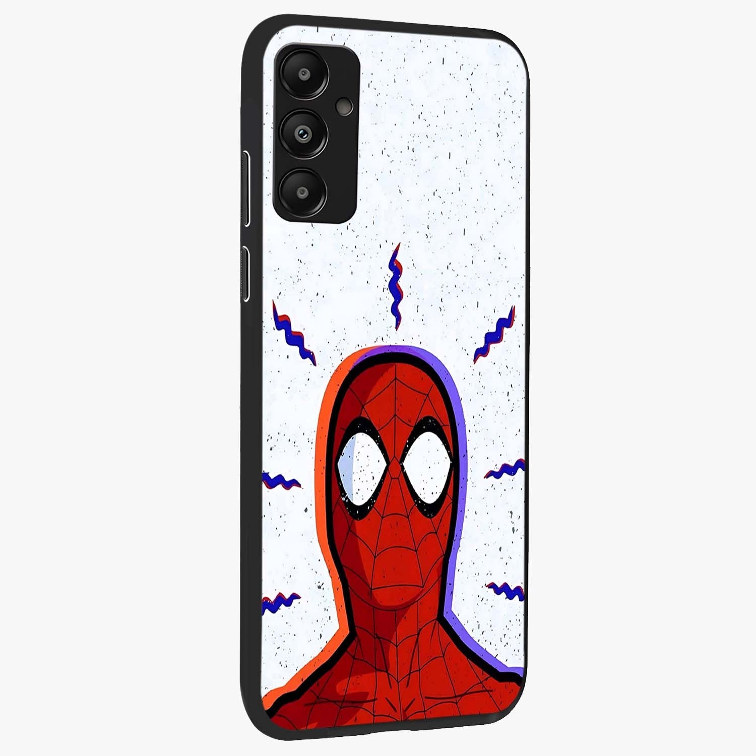 Omg Spiderman Glass Case upright view showcasing energetic superhero artwork with vibrant comic theme.