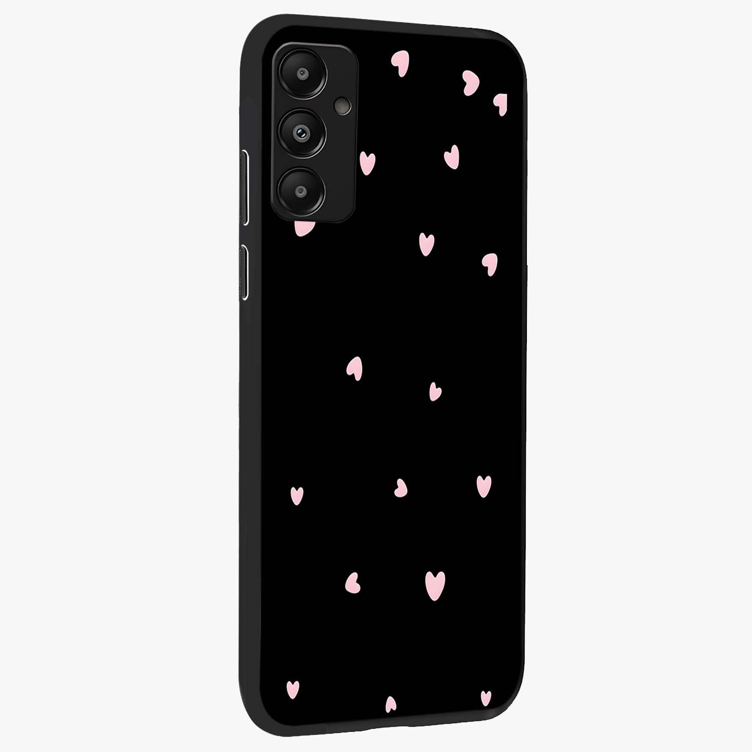 Pink Love Drops Glass Case upright view showcasing charming heart drop artwork with romantic playful theme.