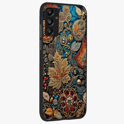 Royal Jewel Garden Glass Case upright view showcasing rich floral artwork with luxurious garden theme.