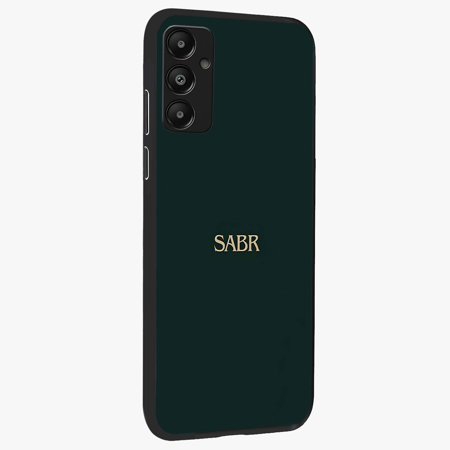Sabr Minimal Patience Glass Case upright view showcasing calm minimalist artwork with motivational patience theme.