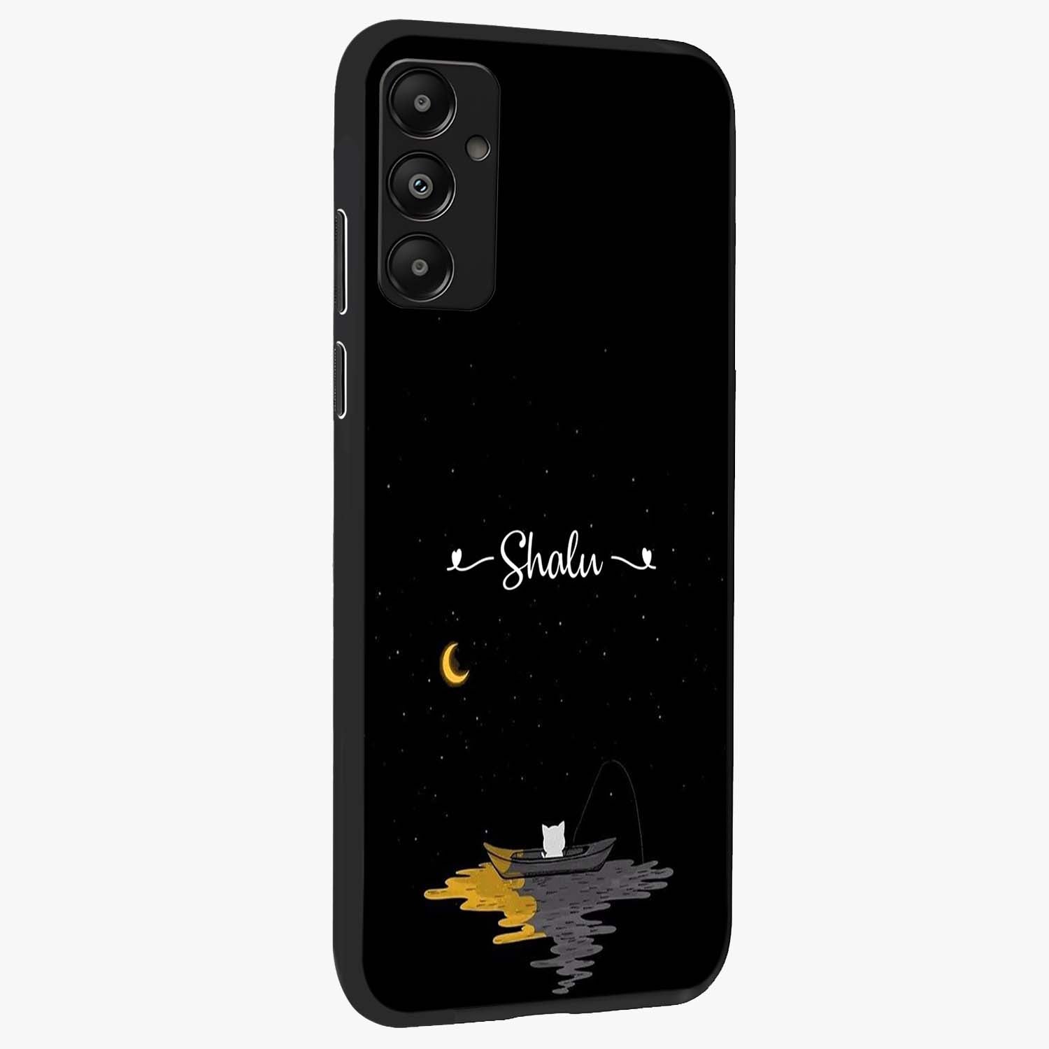 Silent Night Row Glass Case upright view showcasing tranquil night artwork with serene landscape theme.