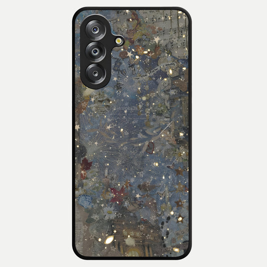 Aesthetic Astrolophia Glass Case showing flat back view with dreamy aesthetic design and glossy glass finish.