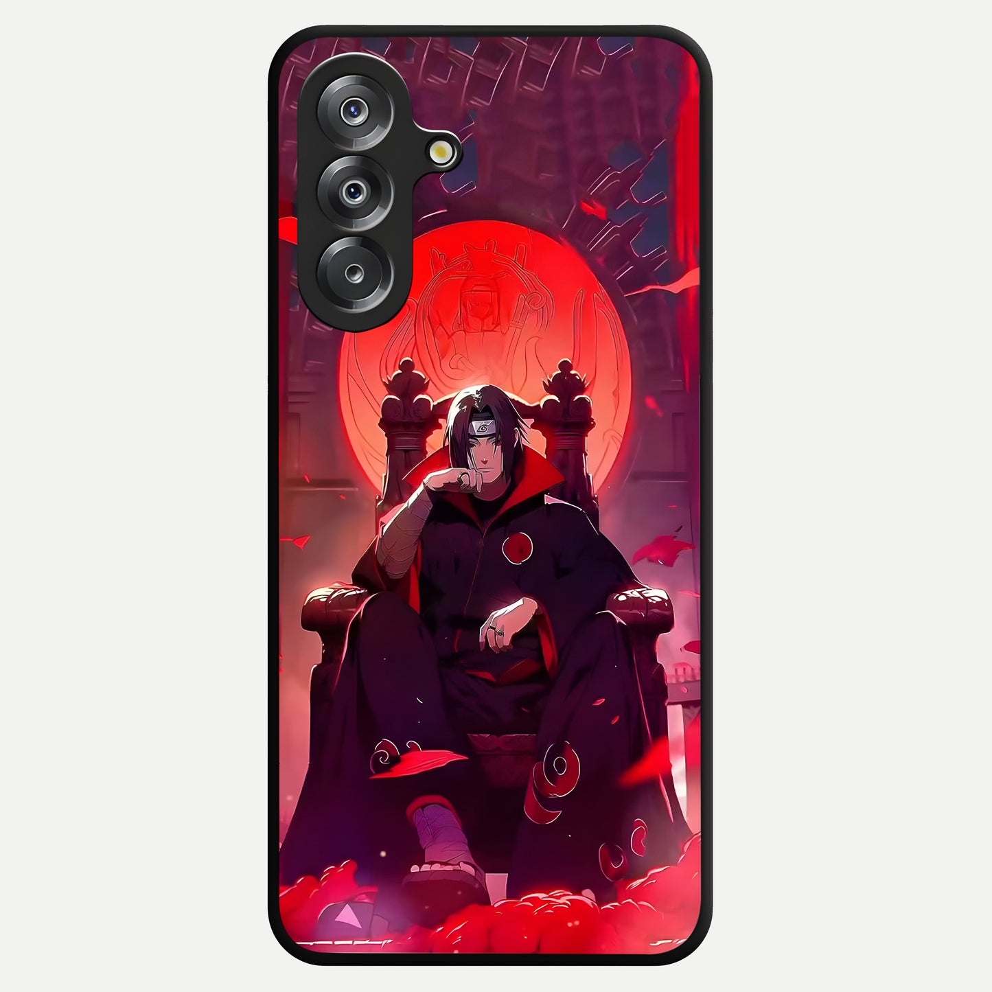 Blood Moon Sovereign Glass Case showing flat back view with mystical blood moon artwork and glossy glass finish.