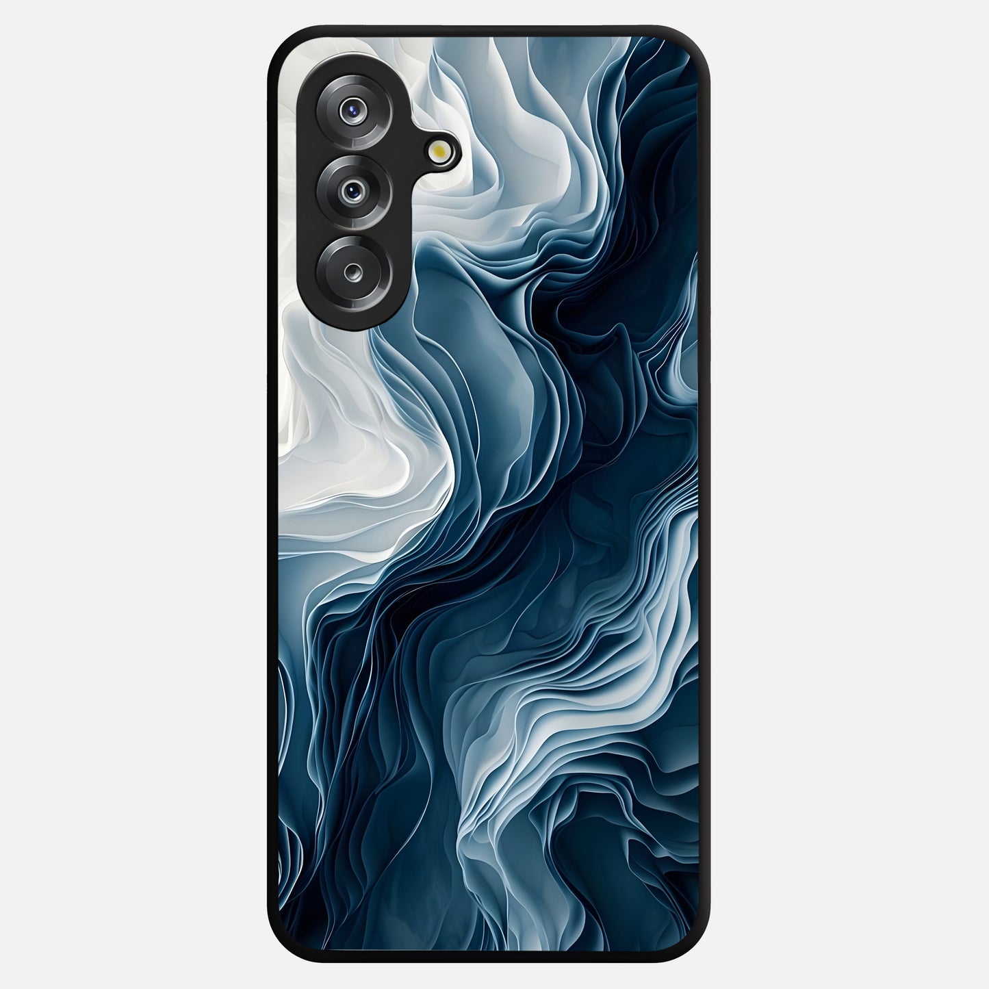 Ethereal Paper Marble Glass Case showing flat back view with soft marble paper texture artwork and glossy glass finish.