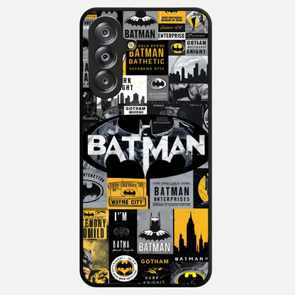 Knight Gotham Rise Glass Case showing flat back view with dark hero inspired artwork and glossy glass finish.
