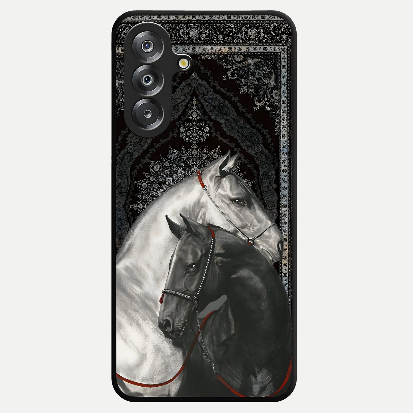 Majestic Ride Legacy Glass Case showing flat back view with powerful automotive inspired artwork and glossy glass finish.