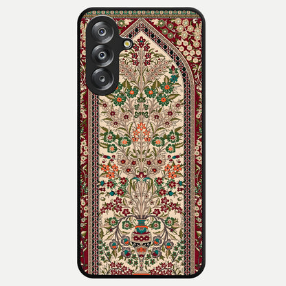 Persian Inspired Glass Case showing flat back view with ornate Persian style pattern artwork and glossy glass finish.