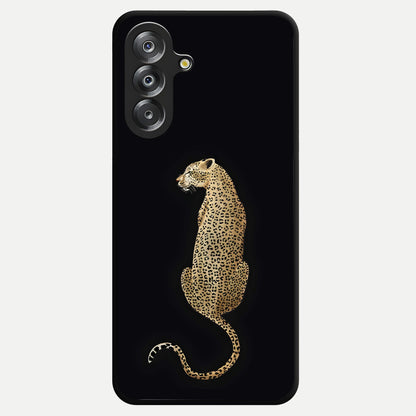 Regal Leopard Glass Case showing flat back view with bold leopard artwork and glossy glass finish.