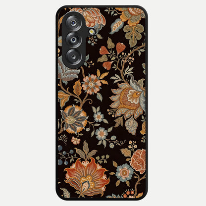 Vintage Floral Dream Glass Case showing flat back view with classic floral artwork and glossy glass finish.
