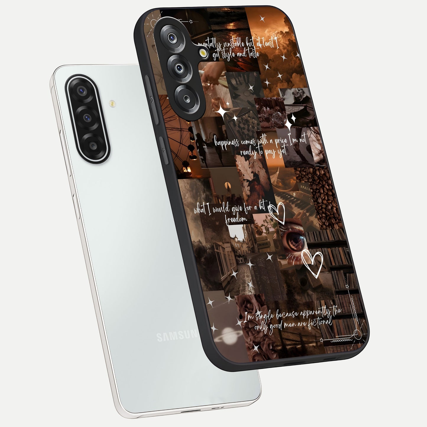 Bittersweet Aesthetic Chaos Glass Case displayed in angled mockup highlighting expressive abstract artwork and edgy aesthetic theme.