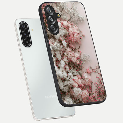 Blush Blossom Cloud Glass Case displayed in angled mockup highlighting soft cloud and blossom design with pastel aesthetic.
