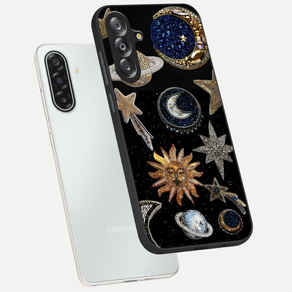 Celestial Gem Constellations Glass Case displayed in angled mockup highlighting gemstone inspired constellation design.