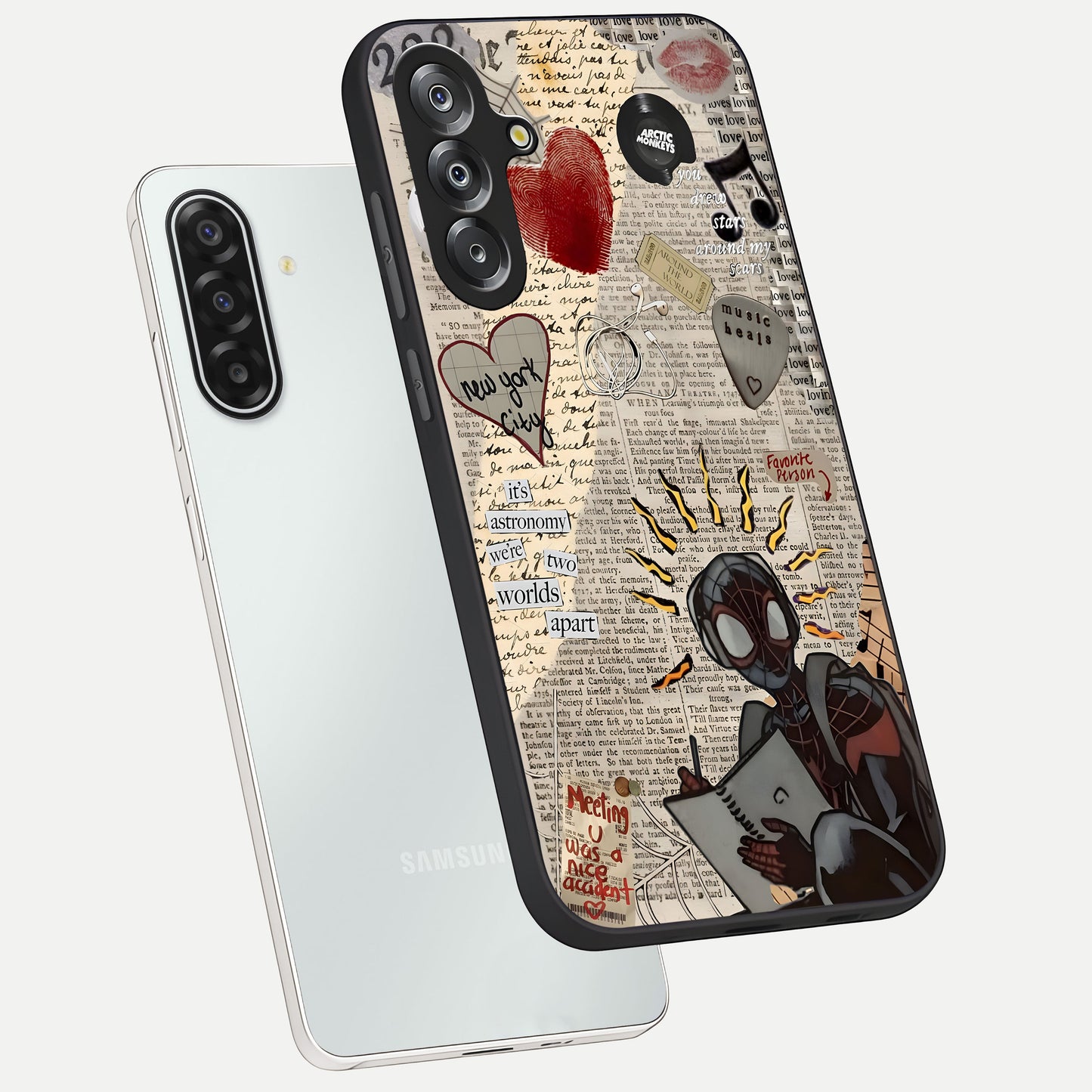 City Dream Sketch Glass Case displayed in angled mockup highlighting minimal city illustration with aesthetic sketch style.