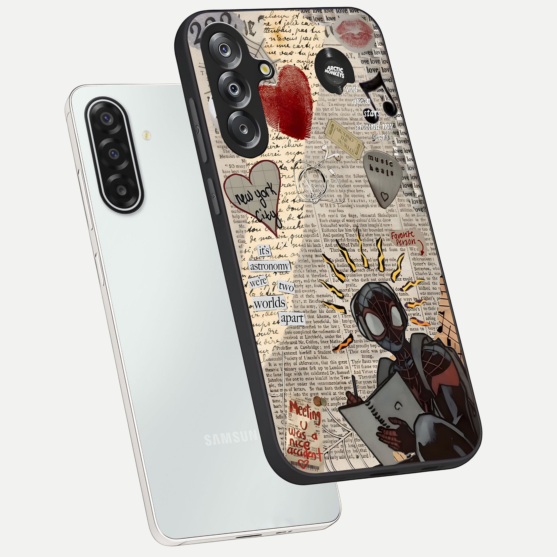 City Dream Sketch Glass Case displayed in angled mockup highlighting minimal city illustration with aesthetic sketch style.