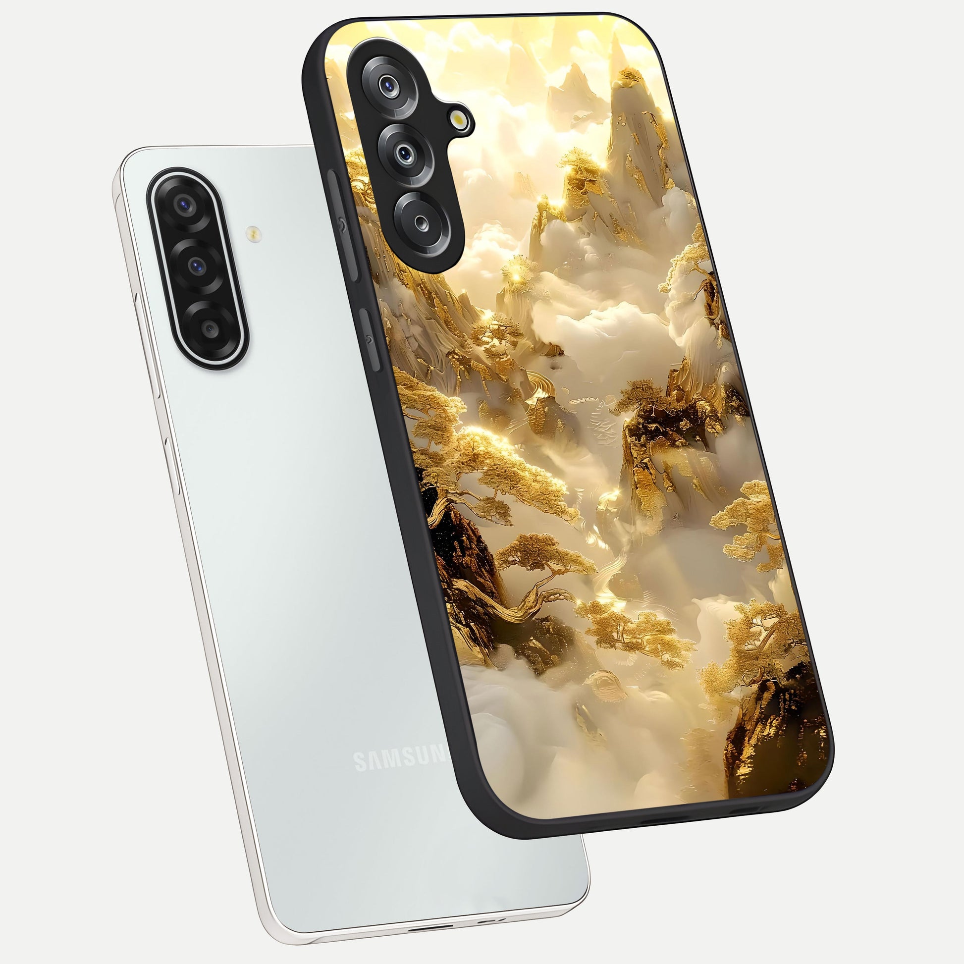 Gates Of Illumination Glass Case displayed in angled mockup highlighting radiant portal inspired design with fantasy aesthetic.