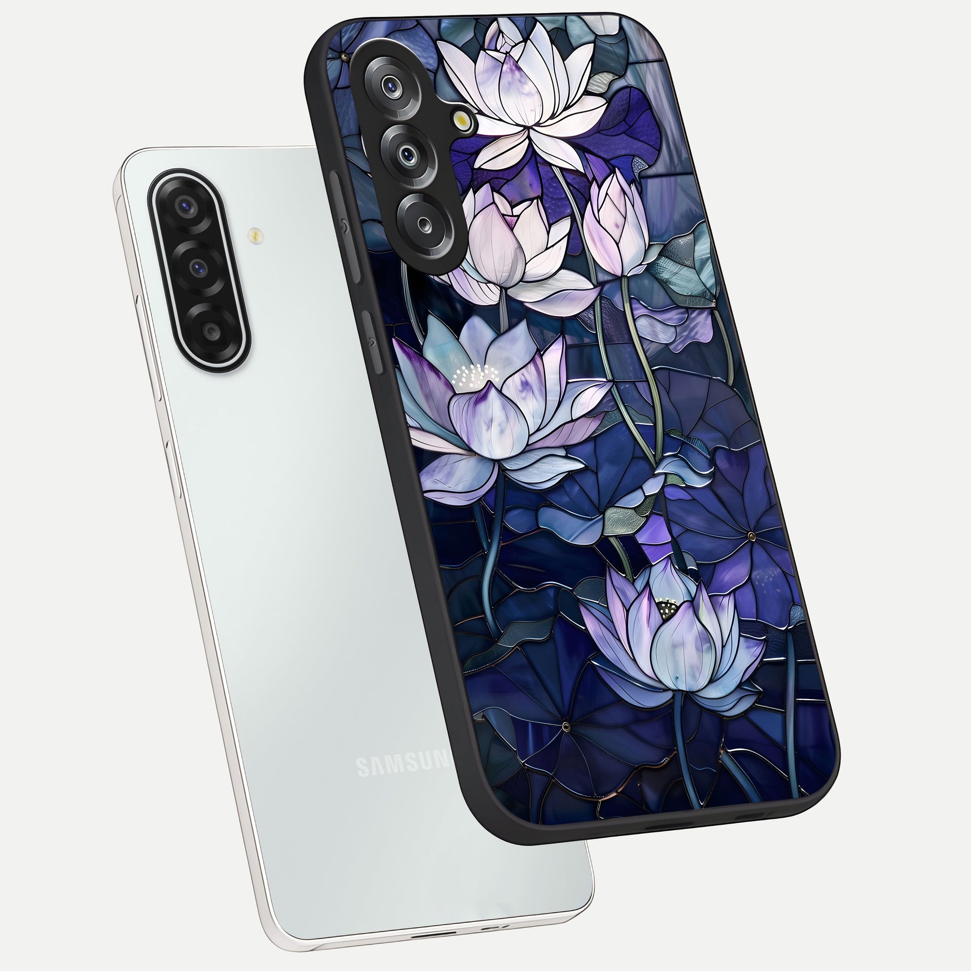Gloss Petal Rush Glass Case displayed in angled mockup highlighting vibrant petal design with elegant floral aesthetic.