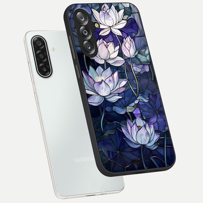 Gloss Petal Rush Glass Case displayed in angled mockup highlighting vibrant petal design with elegant floral aesthetic.