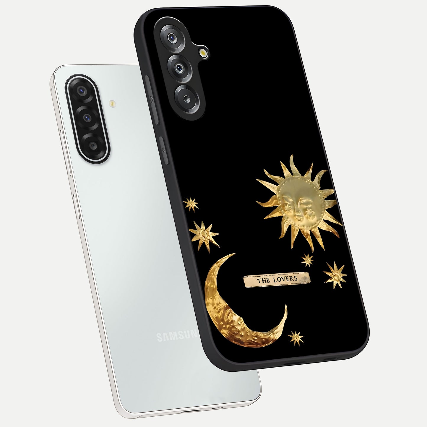Gold Sun Blush Glass Case displayed in angled mockup highlighting radiant sun design with warm golden aesthetic.